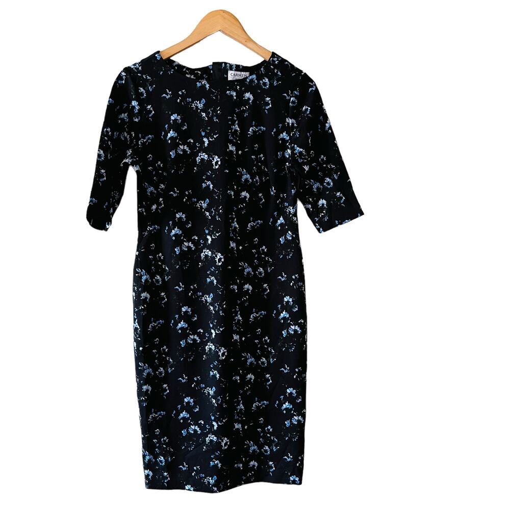 Carmen Marc Volvo Floral Print Sheath Dress Size Small